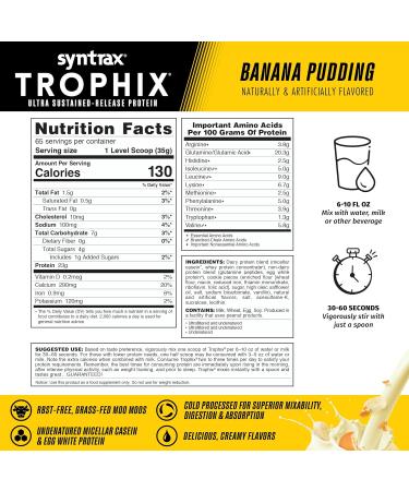 Buy Syntrax Nutrition Trophix Protein Powder - Ultra Sustained-Release Banana Pudding Flavor 5 lbs - International Shipping Available - Buy Online on GoSupps.com