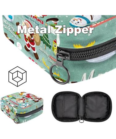 Menstruation Pad Bag with Zipper | Women's Napkin & Tampon Bag - Stylish Christmas Design for Girls - Buy Online on GoSupps.com