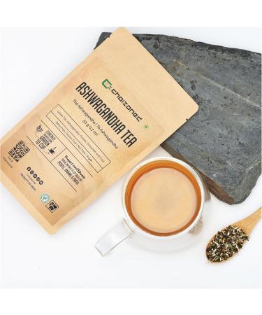 CHAIZONED Ashwagandha Tea Blend - Green Tea Fennel Tulsi & Cinnamon - For Cognitive Focus Immune Support Heart & Stress Support - Energizing Refreshing & Relaxing - Cultivated in India - Brews upto 25 Cups - 50g (1.7 oz) - Buy Online on GoSupps.com