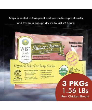 Organic Double Certified Boneless Skinless Chicken Breast Fillets (5.00-5.50 lbs) | Glatt Kosher, Non GMO, Free Range - Buy Online on GoSupps.com