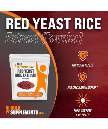BulkSupplements Red Yeast Rice Extract Powder - 600mg Heart Health Herbal Supplement, Soy-Free - 8.8 oz (250g) - Pack of 1 - Buy Online on GoSupps.com