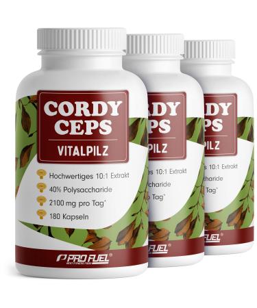 Cordyceps capsules 540x - 2100 mg vital mushroom extract made of cordyceps sinensis - high -quality cordyeps extract (10: 1) with 40% bioactive polysaccharides (840 mg per day) - stock 3x 180 capsules