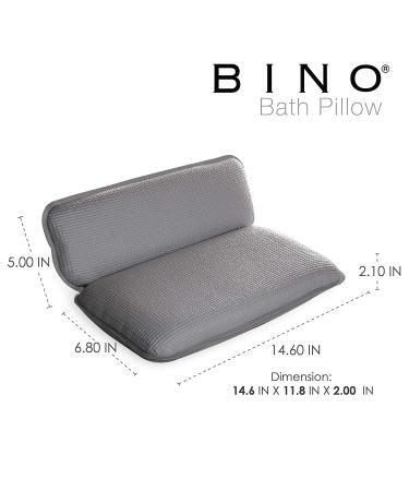BINO Non-Slip Cushioned Bath Pillow - Silver, Spa Neck and Back Support, Tub Accessory Set with Suction Cups - Buy Online on GoSupps.com
