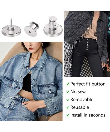 Adjustable Metal Jean Buttons Pins - 12 Sets for Loose Jeans - No Sew Instant Replacement - Snap Tack Pants Button Tightener by Ceryvop - Buy Online on GoSupps.com