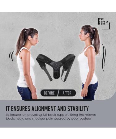 Adjustable Posture Corrector for Men and Women - Shoulder & Back Pain Relief, Clavicle Support - Supply Cube - Buy Online on GoSupps.com