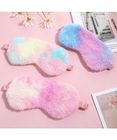 Plush Sleeping Eye Mask Set - 3 Soft Furry Blindfolds for Adults & Kids | Comfortable Faux Fur Eye Shades with Elastic Strap - Perfect for Travel & Naps (3 Colors - Buy Online on GoSupps.com