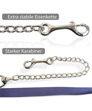 Guide for Horses - 2.10m Safe Leading with Iron Chain & Nylon Handle - Ideal for Stallions Dogs Ponies & Donkeys (Dark Blue) - Buy Online on GoSupps.com