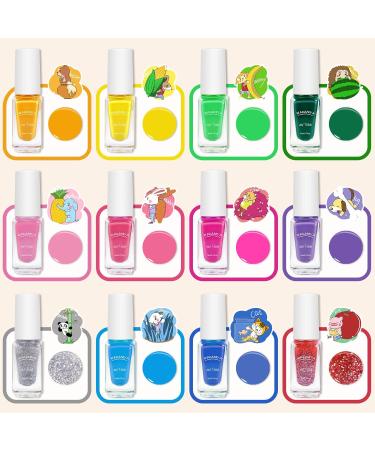 Wakaniya Kids Nail Polish Set - 12 Safe Non-Toxic Candy Colors with Stickers | Peel Off Quick Dry Girl's Gift 3 - Buy Online on GoSupps.com