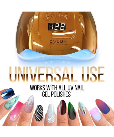 OVLUX 128W UV LED Nail Lamp - Rapid-Curing Gel Nails Dryer for Manicures/Pedicures - Dual-Voltage - Extra-Long Cable - Professional Gel Lamp for Homes/Salons - Gold - Buy Online on GoSupps.com