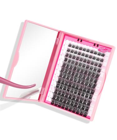 Lash Clusters 120 Pcs Individual Cluster Lashes DIY Lash Extension Zero Touch Eyelash Clusters Volume Wispy Lashes Super Thin Band Reusable Soft & Comfortable(Tufted-D-8-16 mix) 8-16 mix Zero Touch(Tufted)