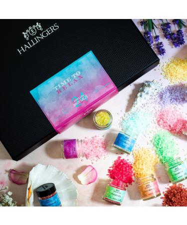Hallingers Bath Salt Mix Nourishing Program Women Xmas Set/Mix | 24x Mini Glass in Deluxe Box 840g - Buy Online on GoSupps.com