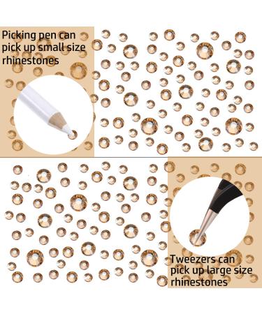 Champagne Flat Back Round Crystal Rhinestones Set - 3456 Pieces in 6 Sizes for Crafts, Nails, Art, Makeup - With Tweezers and Picking Pen - SS4-12 - Buy Online on GoSupps.com