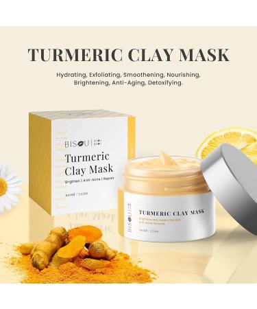 Turmeric Clay Mask - Organic Anti-Aging Face Mask | Brightens Dark Spots & Clears Pores | Acne Remedy & Sensitive Skin Gift - Buy Online on GoSupps.com