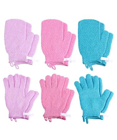 Exfoliating Gloves - Double Sided Scrubbing Bath Gloves for Men Women & Kids | 6 Pairs for Ultimate Skin Care - Buy Online on GoSupps.com