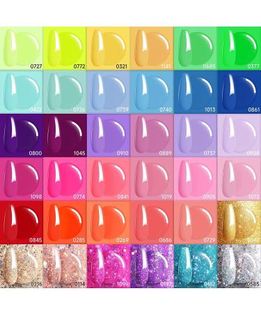 Modelones 36 Pcs Christmas Rainbow Gel Nail Polish Set - Bright Neon Holiday Colors - Glitter Soak Off Nail Art Kit - Starter DIY Gift for Women - Buy Online on GoSupps.com