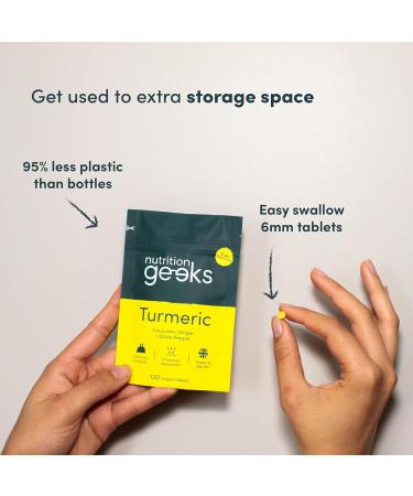 Nutrition Geeks Turmeric Tablets 2000 mg with Black Pepper & Ginger High Strength Curcumin Supplements Vegan and Gluten Free UK Made 120 Count - Buy Online on GoSupps.com