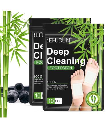 20PCS Detox Foot Pads, Deep Cleansing Foot Pads, Natural Ginger Powder Bamboo Vinegar Foot Patches for Foot Care, Adhesive Sheets for Pain Relief, Relieve Stress, Improve Sleep, Relaxation Black