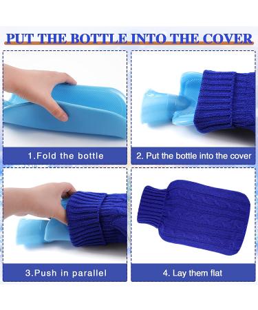 Knitted Hot Water Bottle Cover - 2 Pack - Ideal for Menstrual Cramps & Pain Relief - Royalblue/Grey - 2000 ml - Buy Online on GoSupps.com