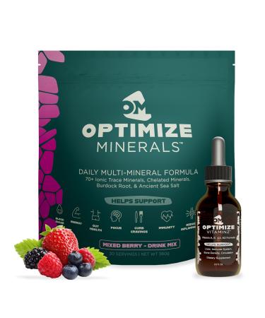 Optimize Minerals Vitamins and Mixed Berry Bundle | All in-One Supplement Pack Ionic Trace Mineral Blend Electrolyte and Micronutrient Support