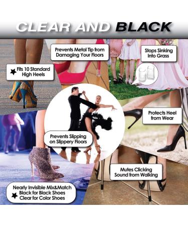 Buy Heel Hunks 10mm Clear Heel Protectors - Anti-Slip Replacement Tip Caps for High Heels & Stilettos - 5 Pairs for Grass & Indoor Use - Buy Online on GoSupps.com