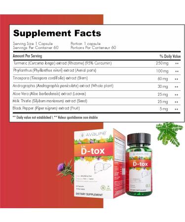 AVALIFE Liv D-Tox - Liver Cleanse & Detox Supplement (60 Capsules) with Turmeric, Milk Thistle & Natural Herbs | Supports Liver & Colon | Gluten-Free, Vegetarian, Non-GMO - 30-Day Supply - Buy Online on GoSupps.com