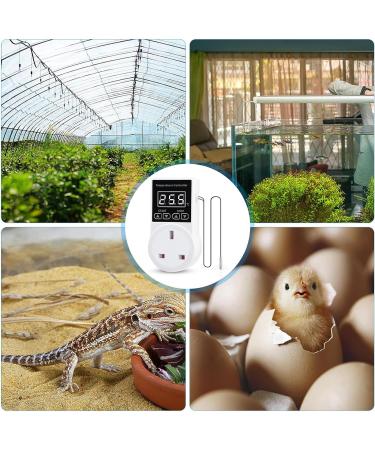 XIEHUZA Digital Thermostat Plug Socket LCD Screen Temperature Controller with Water Proof Sensor Probe Heating Cooling Temperature Switch Outlet for Reptile Greenhouse Terrarium Home 10A - Buy Online on GoSupps.com
