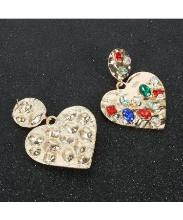 Drop Earrings for Girls Exaggerated Geometric Heart-shaped Alloy Diamond Fashion Statement Gifts Daily Gold - Buy Online on GoSupps.com