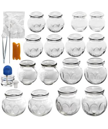 Professional Chinese Acupoint Cupping Therapy Sets, 16 Pcs Glass Cupping Set