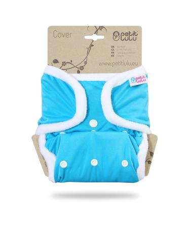 Petit lulu size 2 powy overpants (5-16 kg) |Pint buttons |One size diapers |Baby diaper pants |Washable & waterproof |Fleet diapers |Made in EU (blue)