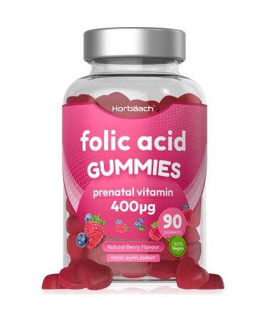 Folic Acid Gummies 400 mcg | 90 Vegan Gummies (3 Months Supply) | Pregnancy Care Vitamins for Women | Prenatal Health & Maternal Tissue Growth During Pregnancy | by Horbaach - Buy Online on GoSupps.com