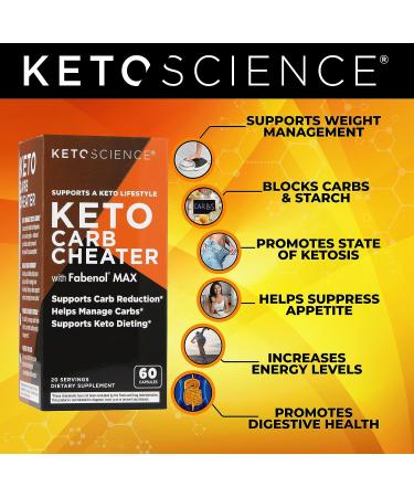 Keto Science Keto Carb Cheater: Carb Reduction Support with White Kidney Bean Extract - 20 Servings - Orange - Buy Online on GoSupps.com