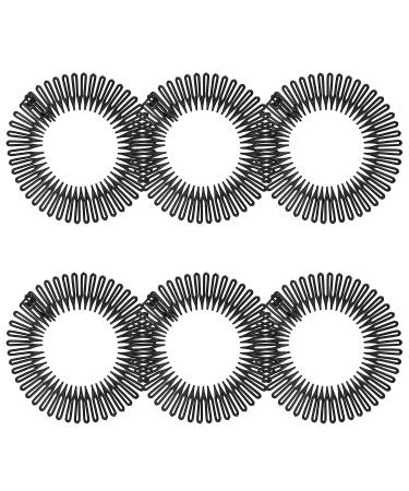 HOYOEY 6 Pieces Full Circular Stretch Flexible Comb Plastic Circle Comb Zigzag Headband Flexi Combs