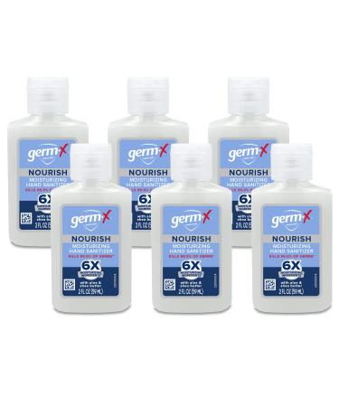 Germ-X Nourish Hand Sanitizer Kids Hand Sanitizer 2-in-1 Moisturizing and Sanitizing Formula with Shea Butter Vitamin E & Aloe Non-Greasy Mini Travel Size for On-The-Got 2 Fl Oz (Pack of 6) 2 Ounce (Pack of 6)