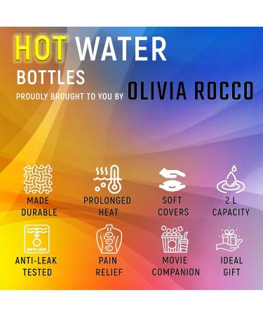 Olivia Rocco Extra Long Hot Water Bottle with Unicorn Pug Cover - 72cm, 2L Pure Natural Rubber - Thermotherapy for Winter - Sloth Design - Buy Online on GoSupps.com