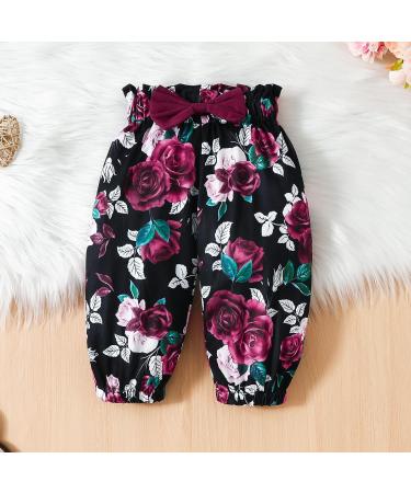 Puseky Toddler Baby Girls Cute Letter Print Shirt & Floral Pant Outfit Set 4-5 Years Wine Red - Buy Online on GoSupps.com