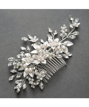 SWEETV Handmade Pearl Flower Wedding Hair Comb for Women - Bridal Hair Clip & Accessories - Buy Online on GoSupps.com