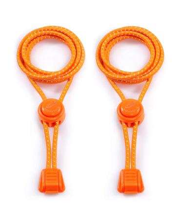Schn rrlie laces - elastic laces without binding shoes - laces round flat with quick lock for children adults - 100 cm orange