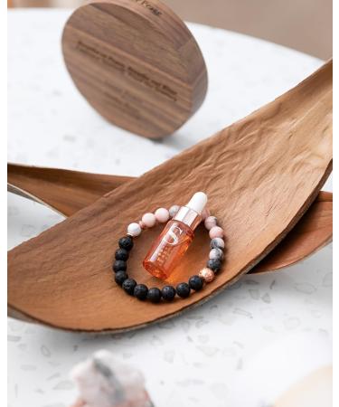 Stress Reduction Aromatherapy Gift for Women | Walnut Aromateller & Lava Stone Bracelet - Calming Essential Oil | Unique Birthday & Friendship Gift - Zebra-Jaspis Walnut Bat (19cm) - Buy Online on GoSupps.com