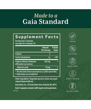 Gaia PRO Valerian - Organic Valerian Root for Sleep & Stress Relief - 60 Vegan Liquid Capsules - Buy Online on GoSupps.com