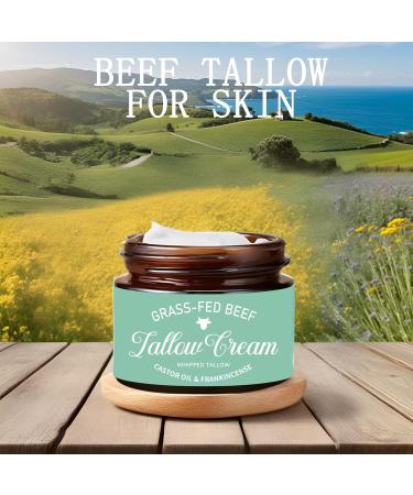 Nichalous Organic Grass Fed Whipped Tallow Cream with Castor Oil & Frankincense Oil All-Natural Moisturizer Hydrating Beef Tallow Moisturizer Cream and Manuka Honey Balm for Skin (1) - Buy Online on GoSupps.com