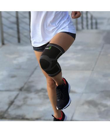 TechWare Pro Knee Compression Sleeve with Side Stabilizers & Patella Gel Pads - Large Black/Gray - Buy Online on GoSupps.com