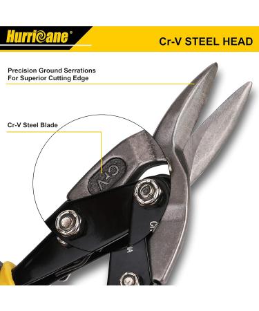 HURRICANE 10 Inch Aviation Tin Snips Heavy Duty Metal Cutter Shears for Cutting Sheet Metal Straight Cut Chrome Vanadium Steel 10 Inch Regular Straight Cut - Buy Online on GoSupps.com
