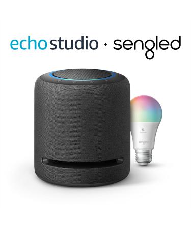 Echo Studio  High-fidelity smart speaker with Sengled Bluetooth Color bulb  Alexa smart home starter kit