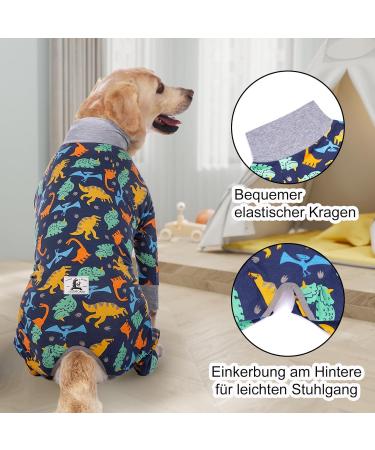AXCIMOND Dog Recovery Suit for Dogs - One-Piece Long-Sleeved Wound Protection for Post-Op Care - 4XL Blue Dinosaurs | Alternative to Neck Collars - Buy Online on GoSupps.com