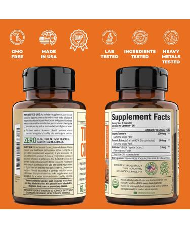Turmeric Curcumin 1200mg with BioPerine Black Pepper Extract - Joint & Immune Support Supplement | High Absorption Vegan Antioxidant | 95% Curcuminoids - Buy Online on GoSupps.com