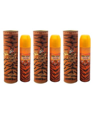 Cuba Jungle Tiger Cuba Eau De Parfum Spray for Women 3.4 Ounce (Pack of 3)