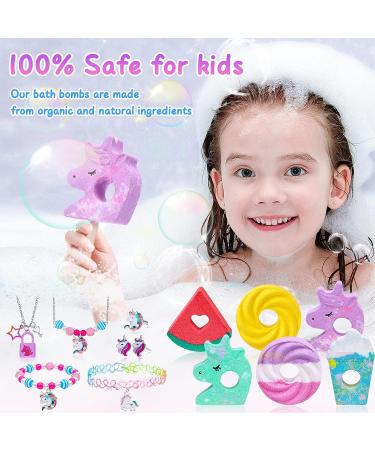 Tacobear Kids Bath Bombs for Girls with Unicorn Jewelry Toys - Organic Handmade Bubble Bath Fizz Spa Set for Birthday & Children's Day Gifts - Buy Online on GoSupps.com