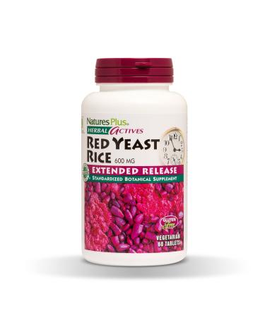 NaturesPlus Herbal Actives Red Yeast Rice, Extended Release - 600mg, 60 Vegan Tablets - Herbal Supplement - Cholesterol Support - Vegetarian, Gluten-Free - 60 Servings 60 Count (Pack of 1)
