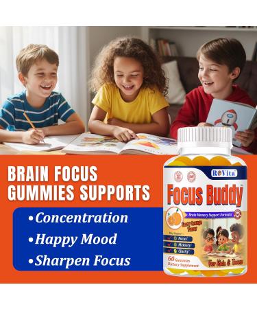 ROVita Kids Focus Gummies - Kids Focus and Attention Supplements - Memory, Brain Health, Cognitive Support Attention & Mental Clarity with Omega 3 DHA Focus Supplement for Teens-60ct - Buy Online on GoSupps.com