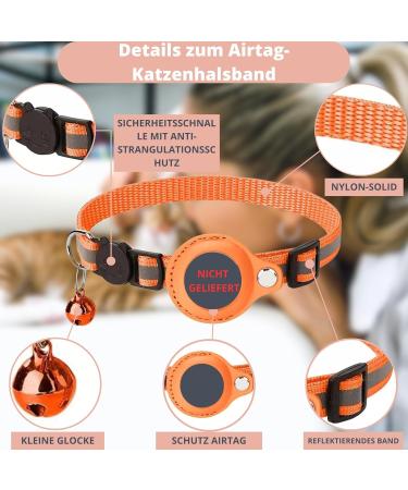 Croc-Cat Airtag Cat Neck Band | Safety Buckle Collar for Kittens & Small Dogs | Compatible with Apple Airtag | Orange - Shop Now! - Buy Online on GoSupps.com
